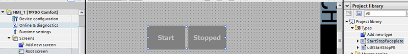 Creating a Faceplate for the start and stop button HMI control