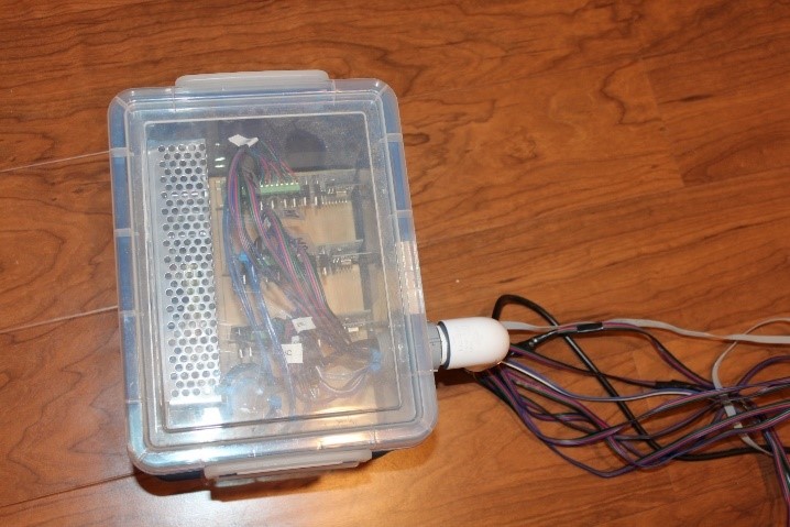 Picture of outside of box holding controls for windows RGB LEDs