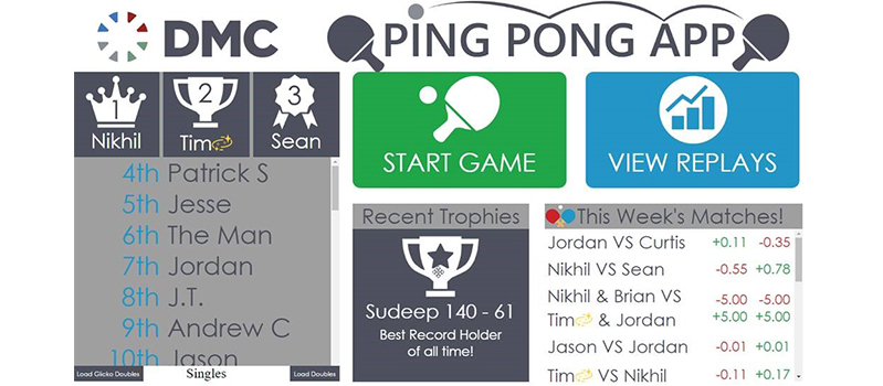 Screenshot of the Ping Pong App UI.