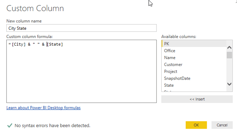 Power BI custom column