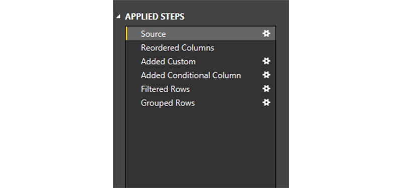 Power BI applied steps