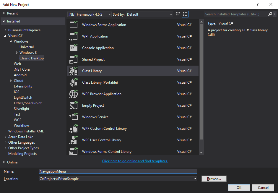 New Navigation Menu Module Project Prism Module Library for Navigation Menu