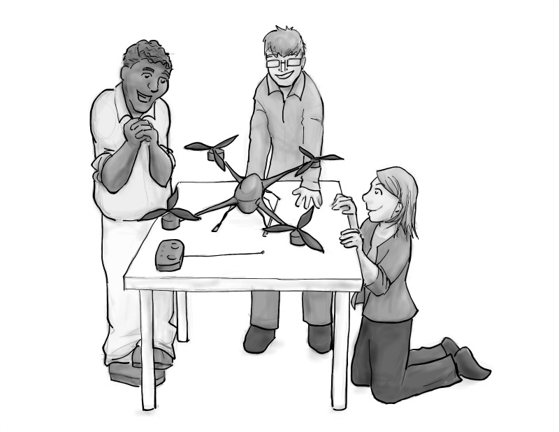 In the October edition of the DMC Comic, engineers receive a quadcopter.