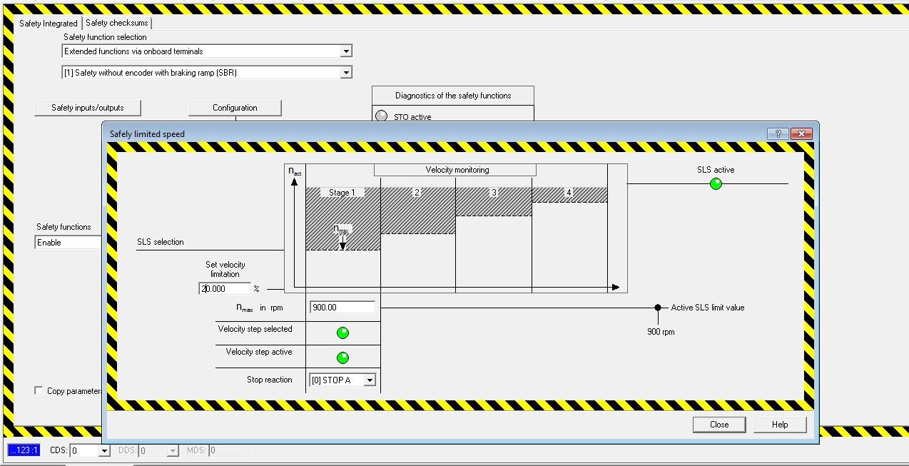 Safety limited speed setpoint calculation