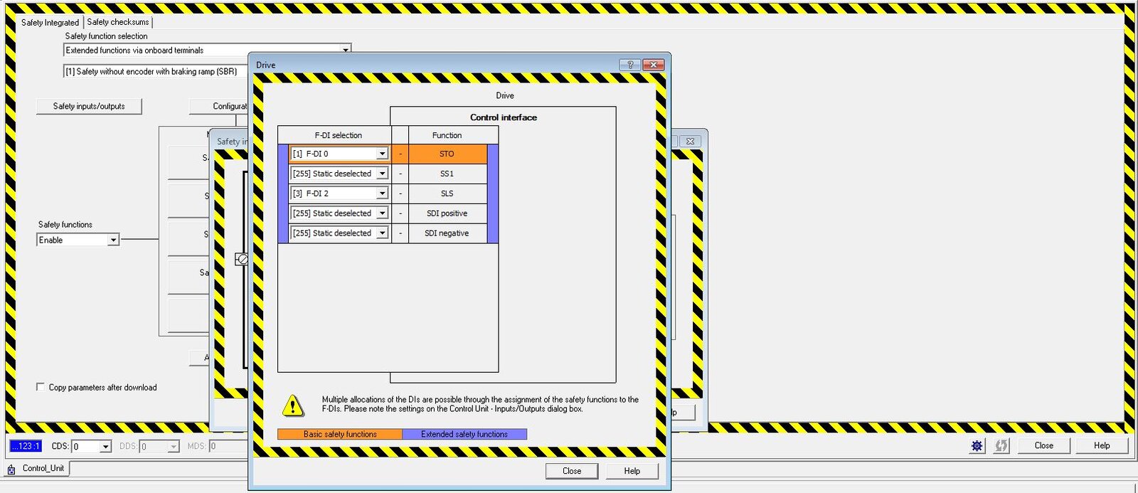 extended safety inputs outputs configuration