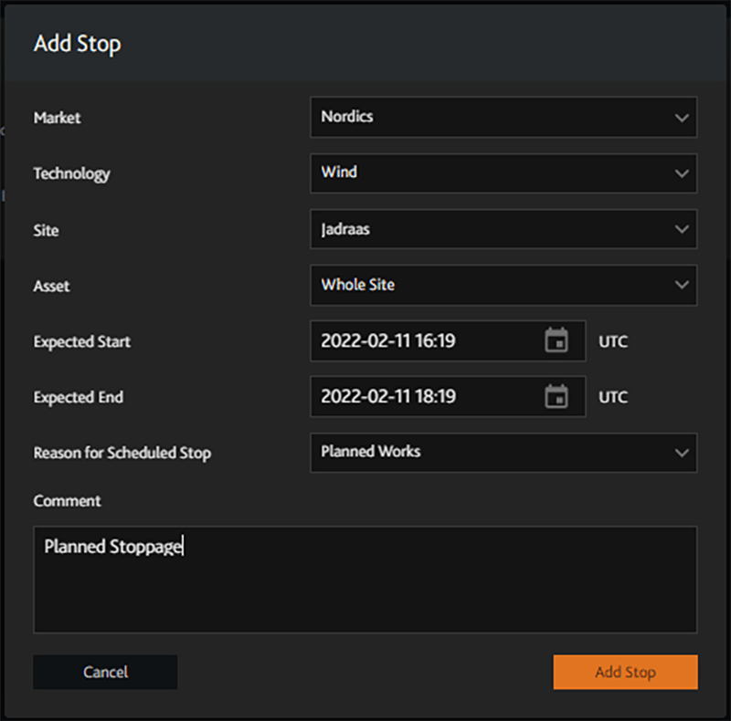 Comet tool interface scheduled stop