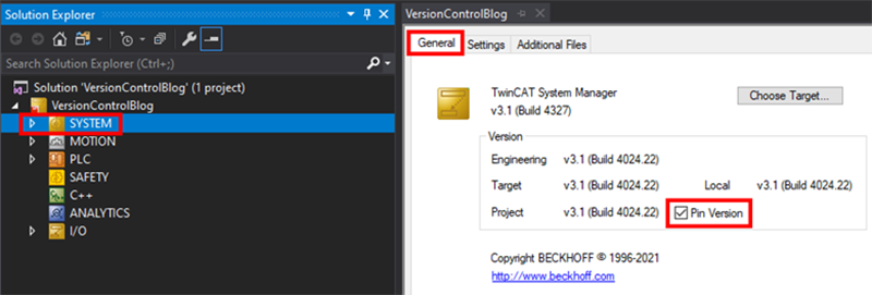 Setting up TwinCAT projects for version control