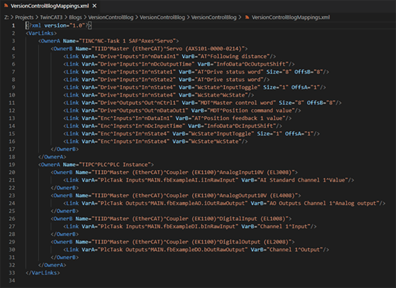 Setting up TwinCAT projects for version control