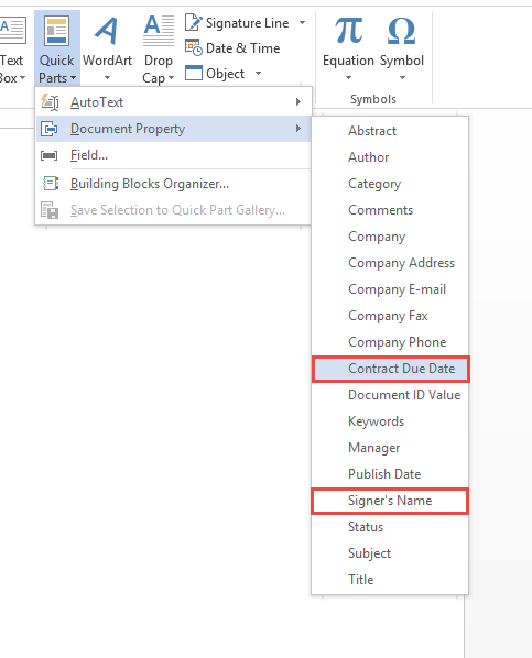 View Site Columns in the Document Information Panel