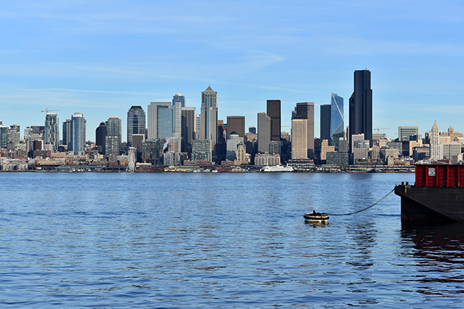 Seattle skyline view from Elliot Bay