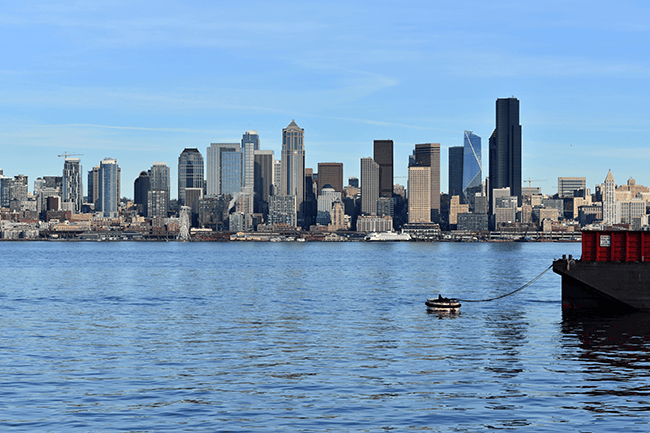 Seattle skyline view from Elliot Bay