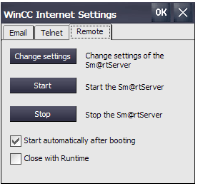 Remote WinCC Internet Settings
