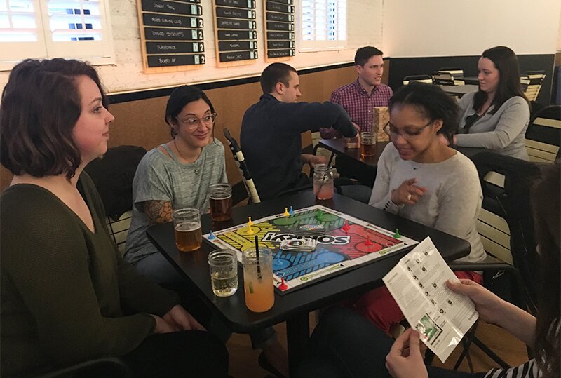 Playing Sorry at The Royal Palms Shuffleboard Club