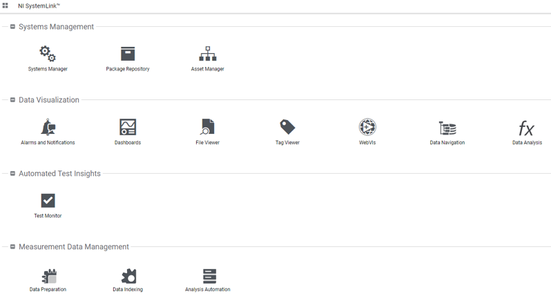 user interface of systemlink server