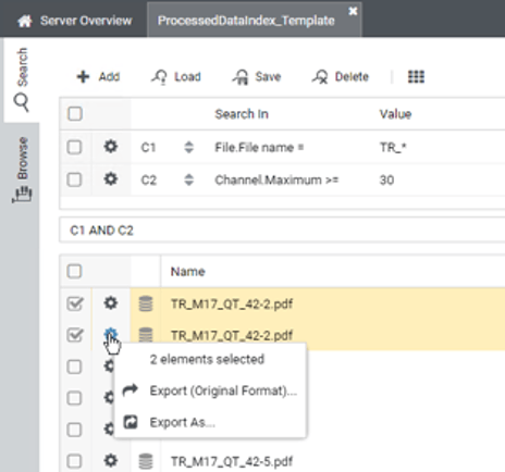 user interface of TDM file organization