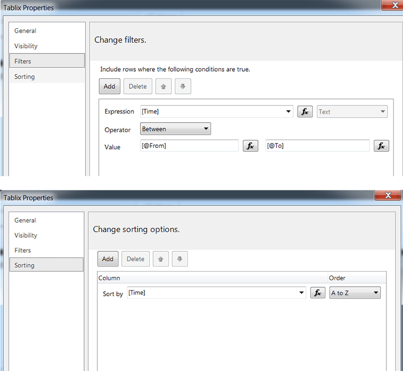 report element tables