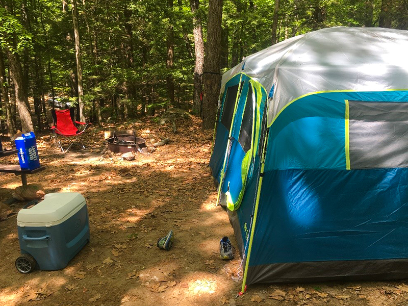 Camping in DMC's tent.