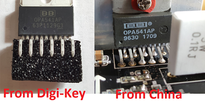 Difference in OP Amps OPA541 module from Digi-Key and from China