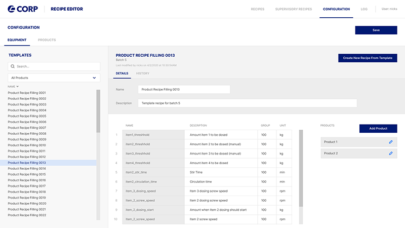 React based recipe editor UI