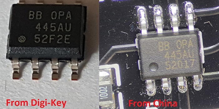 Difference in OP Amps OPA541 module from Digi-Key and from China