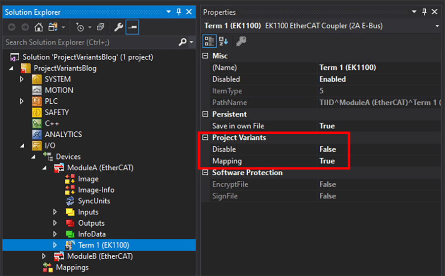 Twincat Project Variants Interface