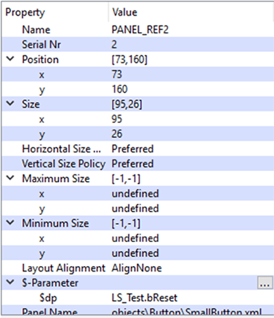 Types of properties for WinCC OA