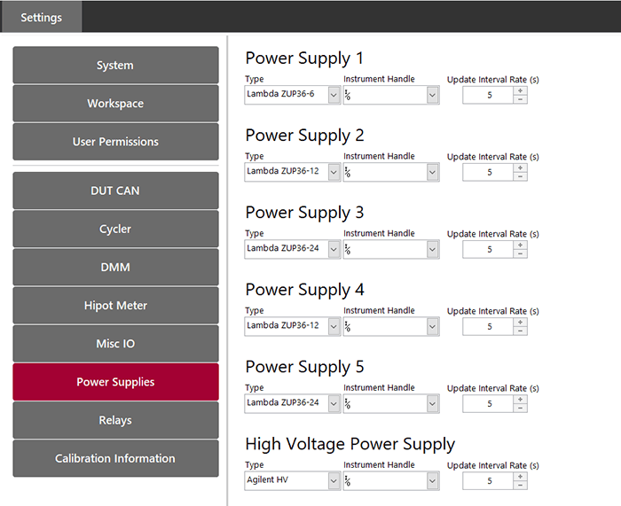 Typical Configuration Screen