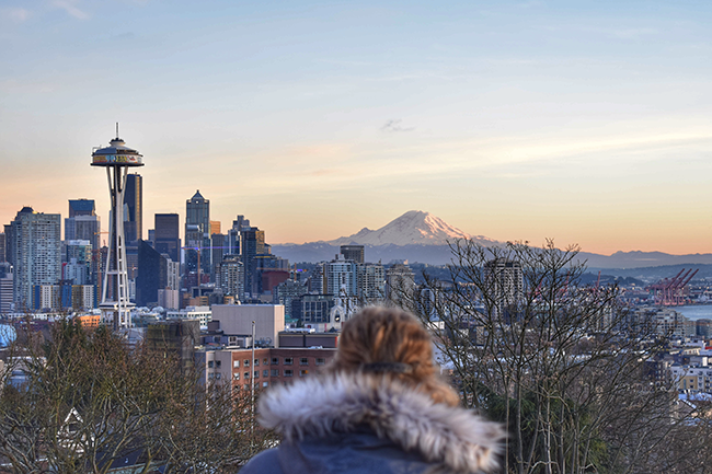 View of downtown Seattle and Mount Rainier