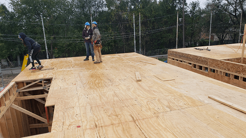 We finished the floor despite some hail!