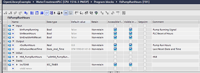 Setting up inputs and outputs for a function block