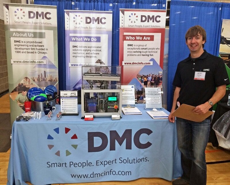 Alex K at DmC career fair booth