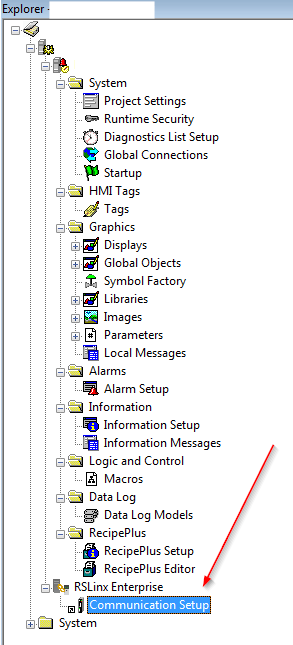 FactoryTalk communication setup location