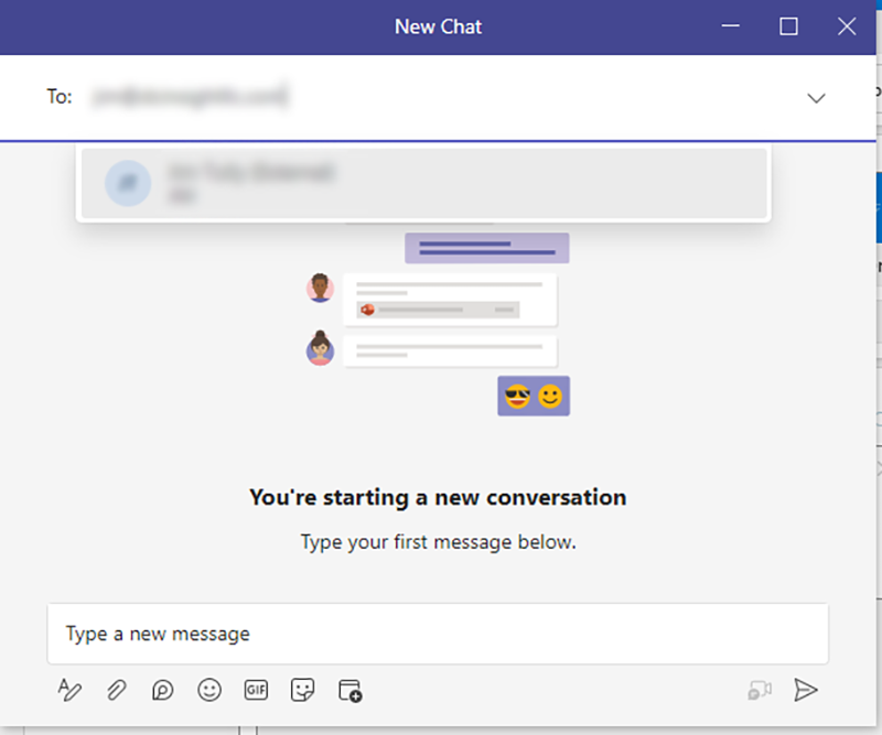 Creating a new chat in Microsoft Teams