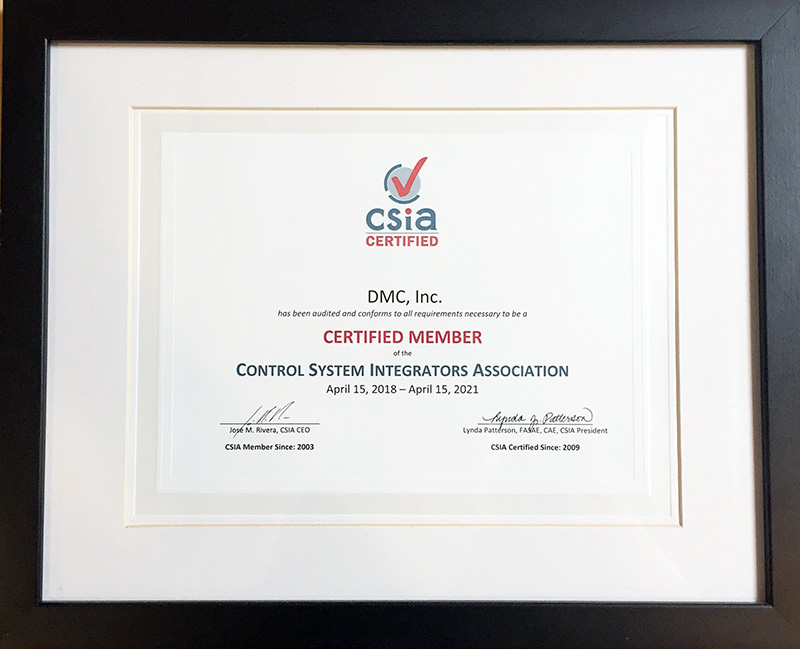 DMC was recertified by the CSIA in 2018