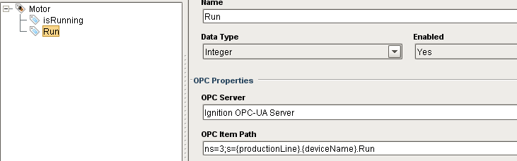 Screenshot of example of similarities and differences in run and is running tags. 