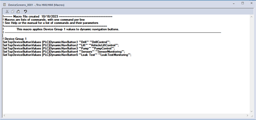 devicescreens window listing Device groups 