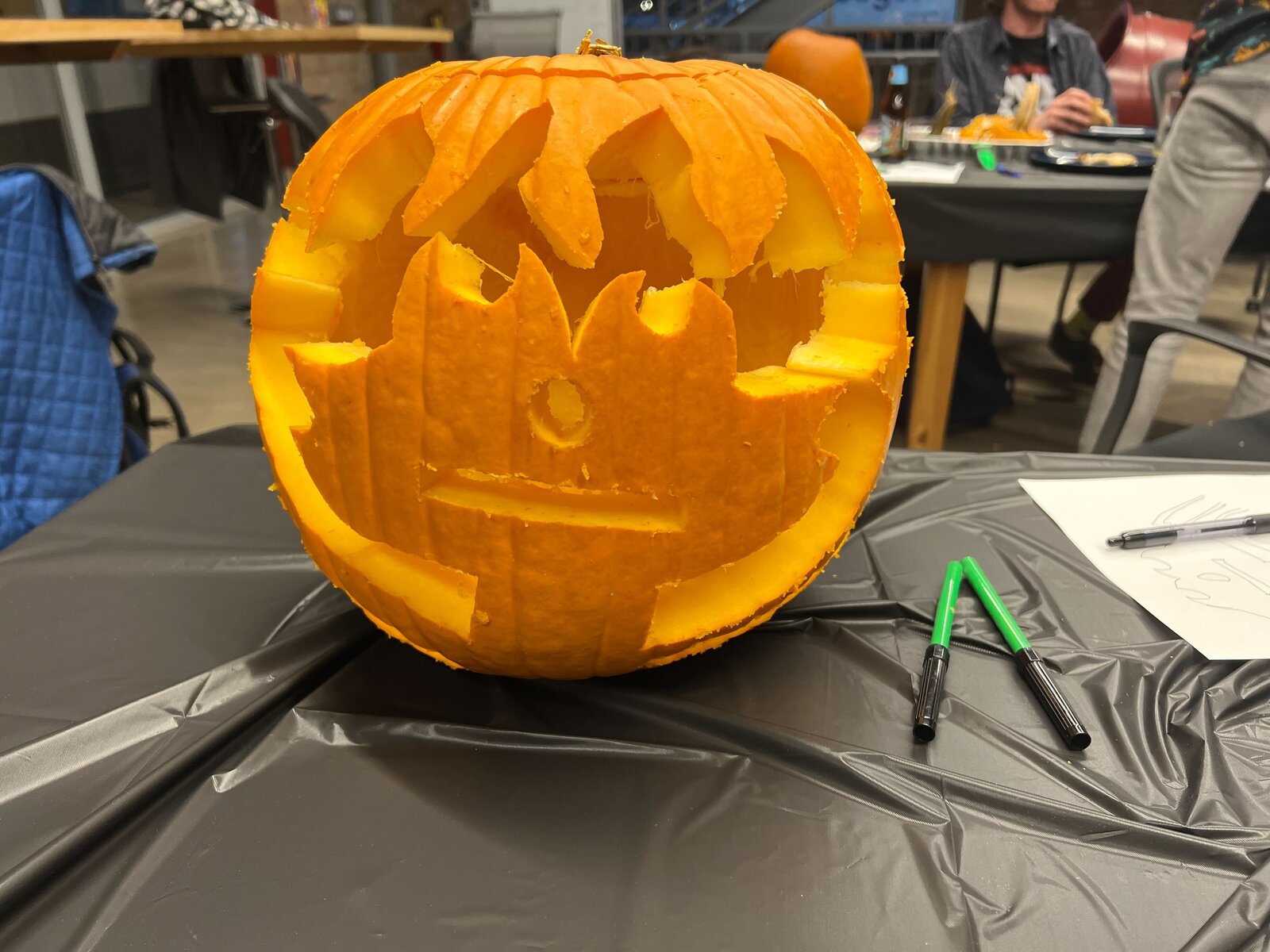 A carved pumpkin