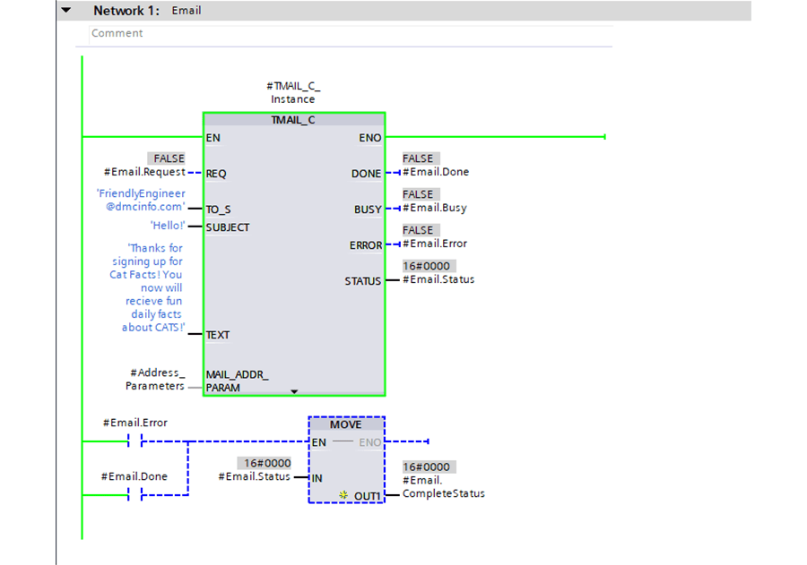 function block for sending email