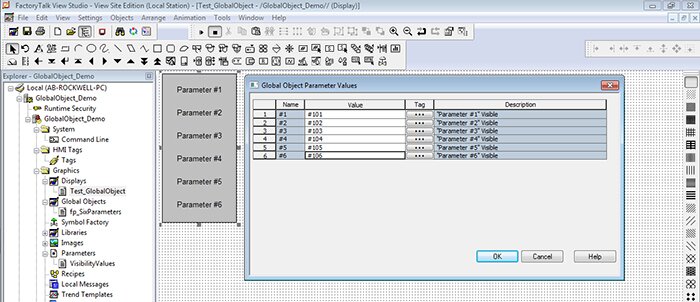 Assign paramter files to global object parameter values