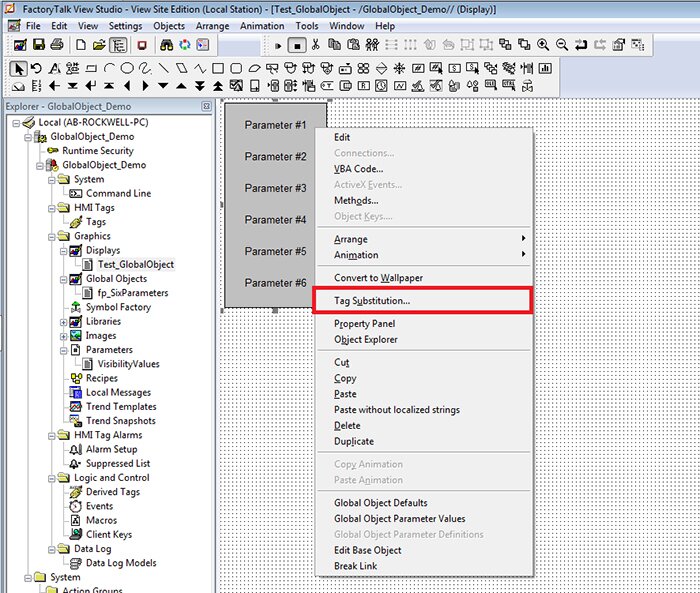 FactoryTalk tag substitution