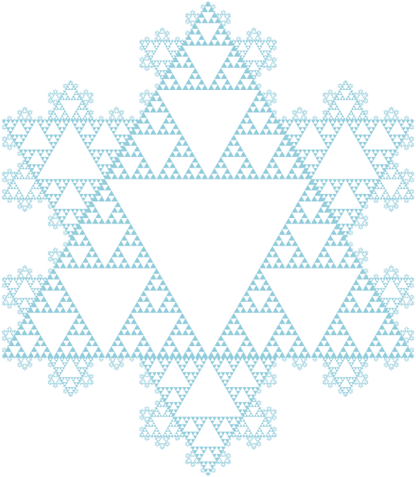 A snowfalke made of fractal patters Koch Snowflake and Sierpinski Triangle.