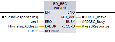 Screenshot of calling the Profibus/Profinet remote device asynchronous read block