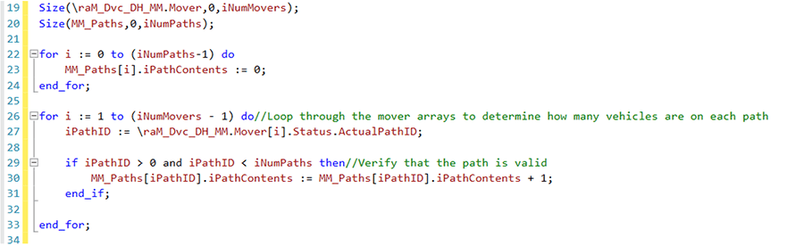 Structured text code for monitoring path contents.