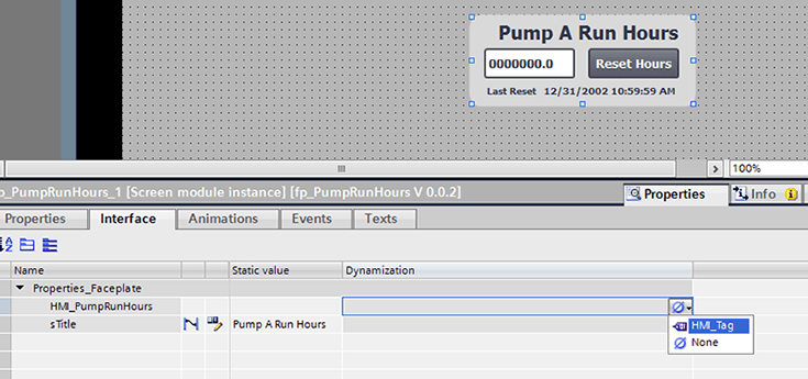 Mapping the UDT to the HMI faceplate instance