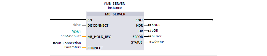 Screenshot: MB_SERVER object in Siemens TIA Portal.