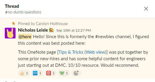 DMC slack channel