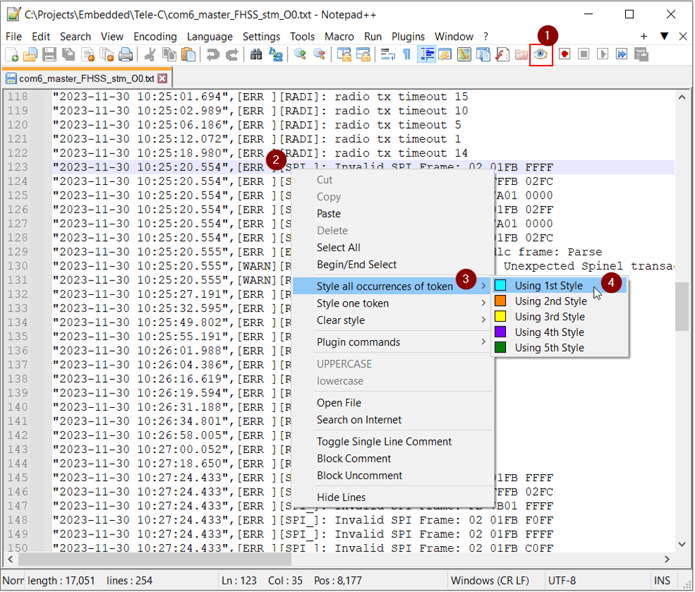 notepad ++  style settings menu