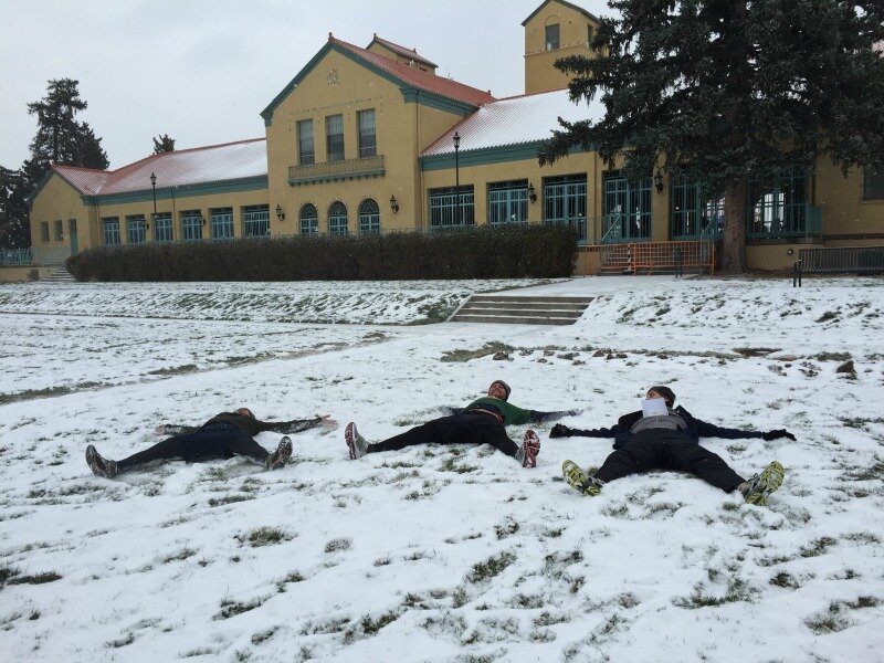 DMC Denver engineers make snow angels.