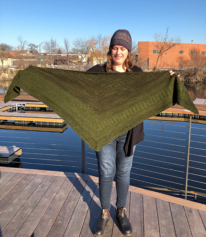 Anne of DMC Chicago knitted this shawl