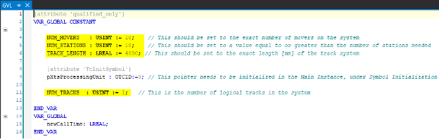 set GVL parameters